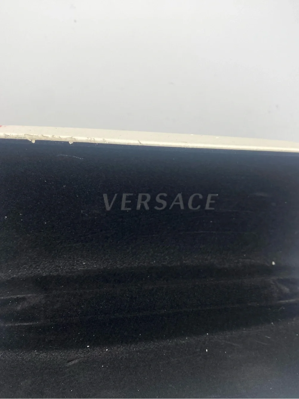 Versace Cream Sunglasses Case with Gold Logo